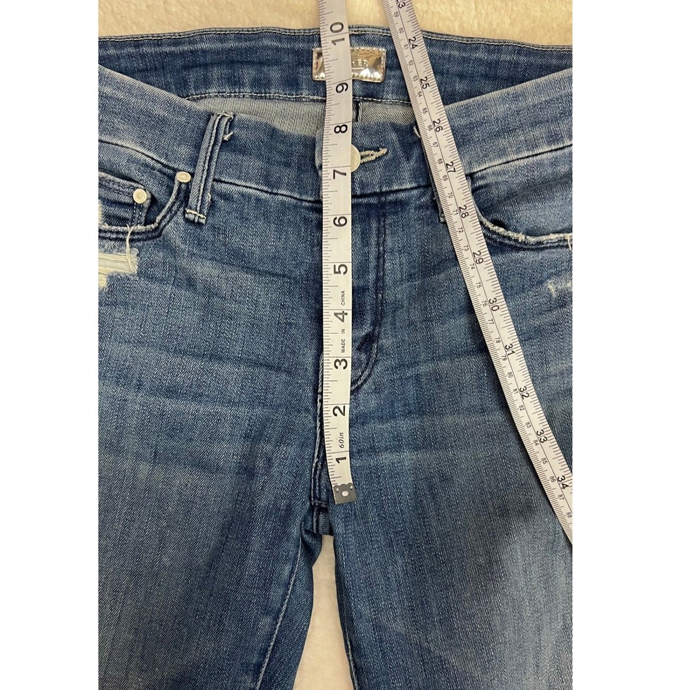 Mother The Looker Graffiti Girl Jeans Distressed Blue Denim Size 26 - Picture 6 of 14
